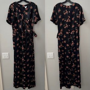 Black Floral Boho Jumpsuit | Sz XL